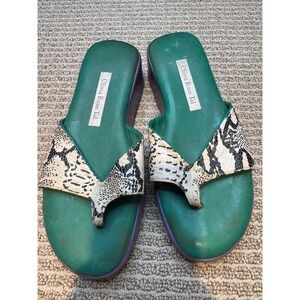Olivia Rose Tal Womens Platform Thong Sandals Snakeskin Purple Green Wedge XL